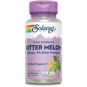 SOLARAY Bitter Melon Fruit Extract, Guaranteed to Contain 50 mg (10%) Bitter Principles Including Charantin, Vegan, 30 Servings, 30 VegCaps