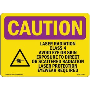 OSHA Caution Radiation Sign - Laser Radiation Class 4 Avoid with Symbol | Plastic Sign | Protect Your Business, Work Site, Warehouse | Made in The USA