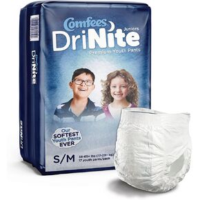 Disposable Unisex Youth Juniors Absorbent Pull On Underwear with Tear Away Seams, Small/Medium, Heavy Absorbency, 17 per Bag