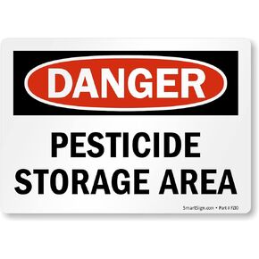 SmartSign 3.5 x 5 inch “Danger - Pesticide Storage Area" OSHA Label, 3 mil Laminated Adhesive Polyester, Red, Black and White