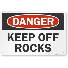 SmartSign "Danger - Keep Off Rocks" Sign | 12" x 18" Aluminum