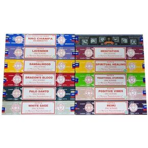 Satya (BNG) Incense Gift Set -12 Boxes - 15 Grams Each -Total 180 Grams The Best of Bengaluru, Hand Selected from The Original Factory! Best New Fragrances for Meditation, Healing, Smudging, Reiki.