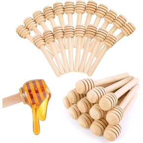 HANSGO 20PCS Honeycomb Sticks, 3 Inch Wooden Honey Dipper Mini Honey Dipper Sticks Honey Wand for Honey Jar Dispense Drizzle Honey Wedding Party Favors