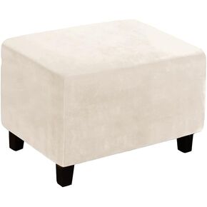 Set of 1 Stretch Velvet Rectangle Footrest Foot Stool Cover Slipcovers Ottoman Cover Furniture Protector Cover with Elastic Bottom for Living Room (Black, Large)
