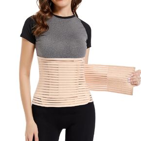 Women Abdominal Binder for Post-Surgery Recovery, Postpartum Belly Band Must-Have for Postpartum Moms - Ideal for C-Section, Hysterectomy, Liposuction, and Tummy Tuck (Beige, Large)
