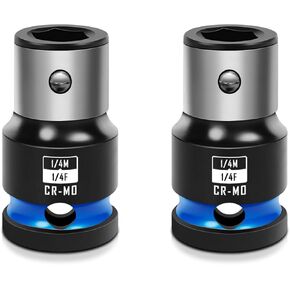 2PCS Impact Bit Holders 1/4 Inch Square Drive to 1/4 Inch Hex Socket Adapter for Impact Wrench
