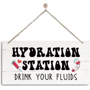Farmhouse Wood Sign, Hydration Station Sign, Decorative Wall Plaque, Nurse Doctor Office Hanging Decor, Funny Hospital Decor Art, Decoration Ornaments for Nurse Doctor Retirement Party