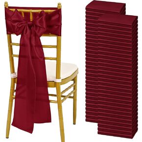 YMHPRIDE 60 PCS Black Satin Chair Sashes,Ties Chair Bows Designed Chair Sashes Chair Cover for Wedding Party Baby Shower Banquet Folding Chairs Decoration(Black,7x108 inch)