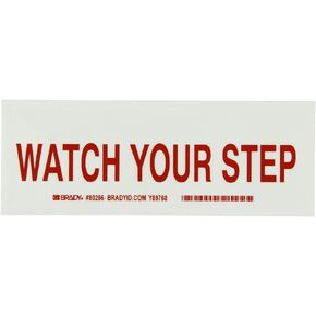 Brady 80266 Glow-In-The-Dark Self-Stick Polyester Glow-In-The-Dark Exit & Directional Sign, 2.500" X 7", Legend "Watch Your Step"