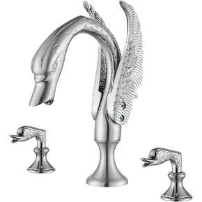 Widespread Bathroom Sink Faucet 3 Holes Gold Swan Bathroom Faucet Double Swan Handles Basin Faucet Sink Mixer Tap Basin Vanity Mixer Taps Modern Faucet Bathroom Sink
