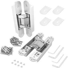 Nuk3y Hidden Invisible Concealed Door Hinges 180 Degree Swing 3 Way Adjustable (Black, 6 Inch (1 Pair))