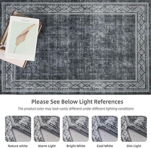 سجادة منطقة كبيرة مقاس 9 × 12 سجادة منطقة قابلة للغسل بحدود حديثة لغرفة المعيشة سجادة ذات حدود هندسية سجادة رمي سجادة مقاومة للانزلاق وغطاء أرضي مقاوم للبقع لديكور المنزل، أزرق مخضر in Kuwait