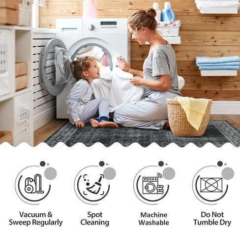 سجادة منطقة كبيرة مقاس 9 × 12 سجادة منطقة قابلة للغسل بحدود حديثة لغرفة المعيشة سجادة ذات حدود هندسية سجادة رمي سجادة مقاومة للانزلاق وغطاء أرضي مقاوم للبقع لديكور المنزل، أزرق مخضر in Kuwait