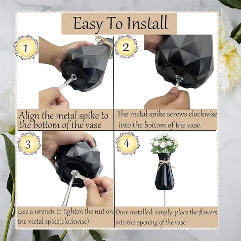 2PCS Cemetery Vases for Grave-Durable Plastic Grave Vases Flower Holder with Metal Spikes Bow Decor for Cemetery Headstones, Outdoor Grave Decorations for Memorial Gifts for Loss of Loved One - Balck in Saudi Arabia