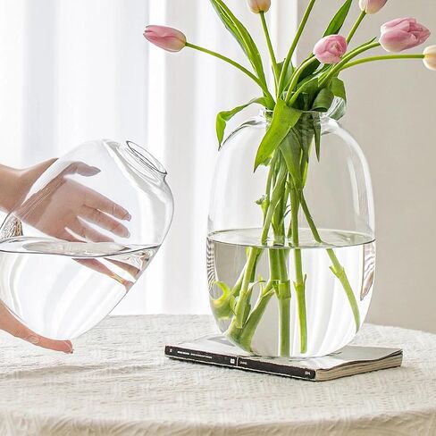 GeLive 8 inch Brown Glass Vase, Tall Flower Vase, Tabletop Centerpiece Vase, Clear Decorative Vase, Floor Vase for Long Stem Branch Artificial Plant Home Indoor Decoration in Saudi Arabia