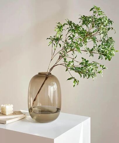 GeLive 8 inch Brown Glass Vase, Tall Flower Vase, Tabletop Centerpiece Vase, Clear Decorative Vase, Floor Vase for Long Stem Branch Artificial Plant Home Indoor Decoration in Saudi Arabia