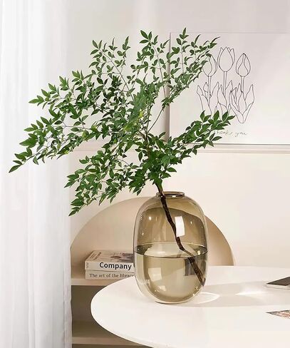 GeLive 8 inch Brown Glass Vase, Tall Flower Vase, Tabletop Centerpiece Vase, Clear Decorative Vase, Floor Vase for Long Stem Branch Artificial Plant Home Indoor Decoration in Saudi Arabia
