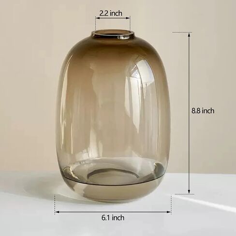 GeLive 8 inch Brown Glass Vase, Tall Flower Vase, Tabletop Centerpiece Vase, Clear Decorative Vase, Floor Vase for Long Stem Branch Artificial Plant Home Indoor Decoration in Saudi Arabia
