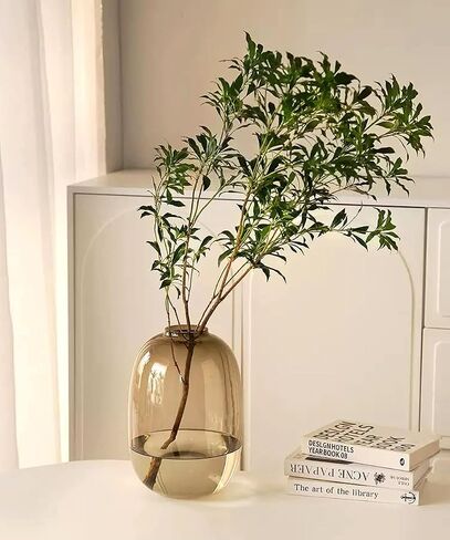 GeLive 8 inch Brown Glass Vase, Tall Flower Vase, Tabletop Centerpiece Vase, Clear Decorative Vase, Floor Vase for Long Stem Branch Artificial Plant Home Indoor Decoration in Saudi Arabia