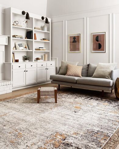 سجادة Loloi II Alchemy Collection ALC-02 سجادة منطقة معاصرة مقاس 5'-3" x 7'-6" مستطيلة من الجرانيت/الذهبي بسمك 0.25 بوصة in Saudi Arabia