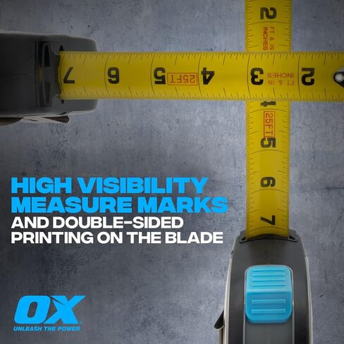 OX Tools Tape Measure 25 ft Pro Stainless Steel Auto Locking Measuring Tape, Tough Shock Proof Casing & smooth retrieval, OX-P029425 in Kuwait