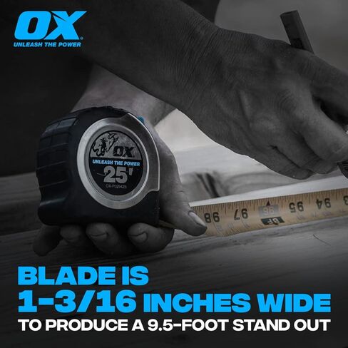 OX Tools Tape Measure 25 ft Pro Stainless Steel Auto Locking Measuring Tape, Tough Shock Proof Casing & smooth retrieval, OX-P029425 in Kuwait