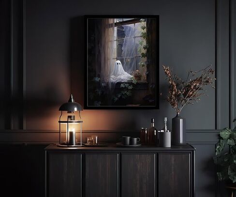 FRAMED Halloween Wall Decor - Cute Gothic Ghost Wall Art for Room Decor - Spooky Halloween Decoration with Canvas Wall Art & Ghost Poster (8''x10'') in Saudi Arabia