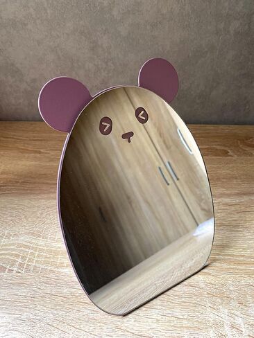 Kids Mirror for Girls Cute Desk Mirror Desktop Compact Mirror Pink with Stand Animal Shape Makeup Mirror Gift for Daughter, 7.87 x 6 x 0.5 inches in Kuwait