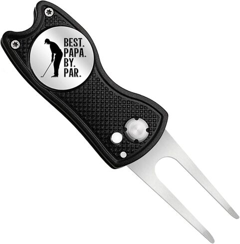Pishavi Best Papa by Par Funny Golf Divot Tool، علامة كرة الجولف للأب، ملحقات الجولف للرجال، هدايا الجولف لزوج الأب الجد، هدايا التقاعد لزملاء العمل محبي الجولف in Kuwait