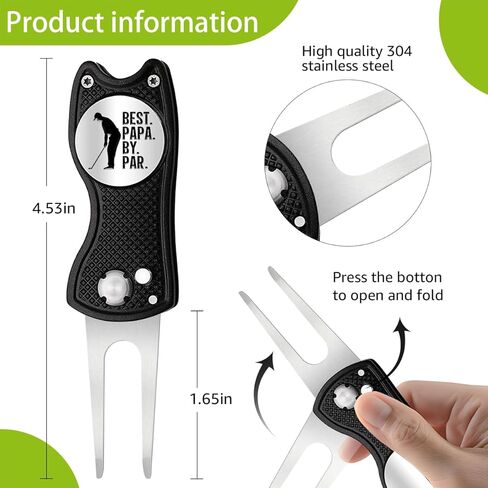 Pishavi Best Papa by Par Funny Golf Divot Tool، علامة كرة الجولف للأب، ملحقات الجولف للرجال، هدايا الجولف لزوج الأب الجد، هدايا التقاعد لزملاء العمل محبي الجولف in Kuwait