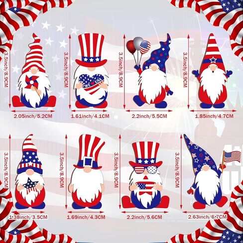 Bucherry 40 Pieces 4th of July Gnome Ornaments Patriotic Wood Gnome Independence Day Wooden Tree Decoration Red White Blue Memorial Day Hanging Gnome Decor for USA Fourth July Party Home Supplies in Saudi Arabia
