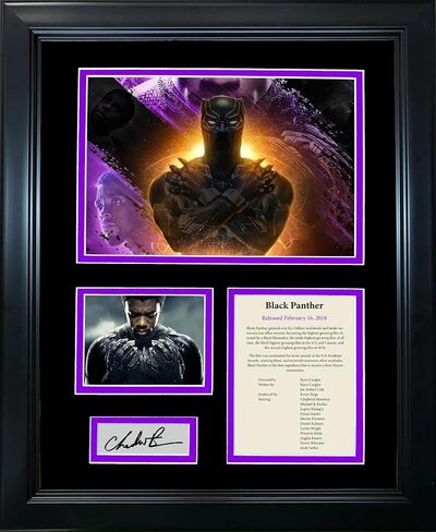 Framed Black Panther Chadwick Boseman Facsimile Laser Engraved Signature Auto Movie 11"x14" Photo Sig Collage in Saudi Arabia
