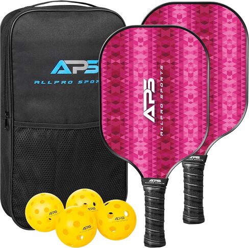 Pickleball Paddles Set of 2 -USAPA Approved with Bag- 2 Outdoor Balls and 2 Indoor Balls - Lightweight -Fiberglass Honeycomb Core - Modern Design- Great Gifts Men & Women in Saudi Arabia