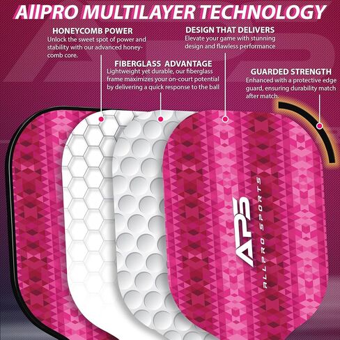 Pickleball Paddles Set of 2 -USAPA Approved with Bag- 2 Outdoor Balls and 2 Indoor Balls - Lightweight -Fiberglass Honeycomb Core - Modern Design- Great Gifts Men & Women in Saudi Arabia