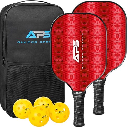Pickleball Paddles Set of 2 -USAPA Approved with Bag- 2 Outdoor Balls and 2 Indoor Balls - Lightweight -Fiberglass Honeycomb Core - Modern Design- Great Gifts Men & Women in Saudi Arabia