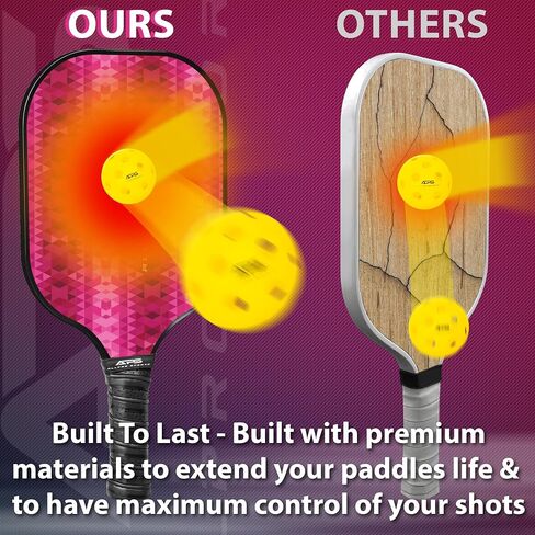 Pickleball Paddles Set of 2 -USAPA Approved with Bag- 2 Outdoor Balls and 2 Indoor Balls - Lightweight -Fiberglass Honeycomb Core - Modern Design- Great Gifts Men & Women in Saudi Arabia