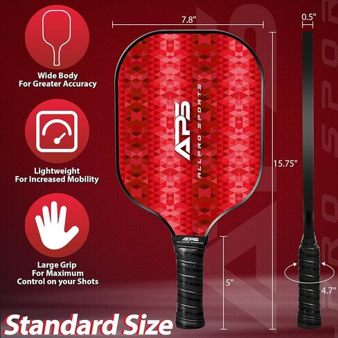 Pickleball Paddles Set of 2 -USAPA Approved with Bag- 2 Outdoor Balls and 2 Indoor Balls - Lightweight -Fiberglass Honeycomb Core - Modern Design- Great Gifts Men & Women in Saudi Arabia