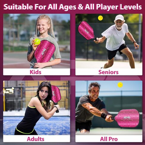 Pickleball Paddles Set of 2 -USAPA Approved with Bag- 2 Outdoor Balls and 2 Indoor Balls - Lightweight -Fiberglass Honeycomb Core - Modern Design- Great Gifts Men & Women in Saudi Arabia