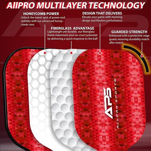 Pickleball Paddles Set of 2 -USAPA Approved with Bag- 2 Outdoor Balls and 2 Indoor Balls - Lightweight -Fiberglass Honeycomb Core - Modern Design- Great Gifts Men & Women in Saudi Arabia