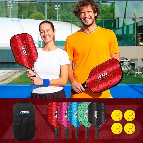 Pickleball Paddles Set of 2 -USAPA Approved with Bag- 2 Outdoor Balls and 2 Indoor Balls - Lightweight -Fiberglass Honeycomb Core - Modern Design- Great Gifts Men & Women in Saudi Arabia