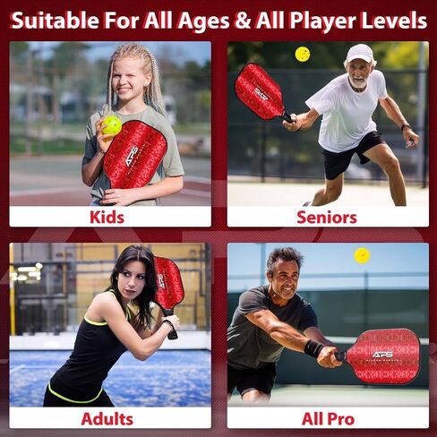 Pickleball Paddles Set of 2 -USAPA Approved with Bag- 2 Outdoor Balls and 2 Indoor Balls - Lightweight -Fiberglass Honeycomb Core - Modern Design- Great Gifts Men & Women in Saudi Arabia