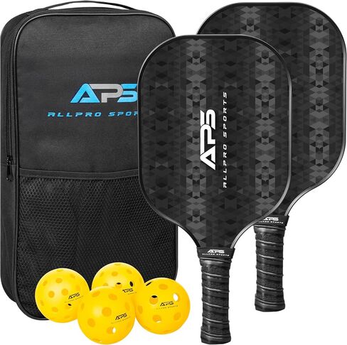 Pickleball Paddles Set of 2 -USAPA Approved with Bag- 2 Outdoor Balls and 2 Indoor Balls - Lightweight -Fiberglass Honeycomb Core - Modern Design- Great Gifts Men & Women in Saudi Arabia
