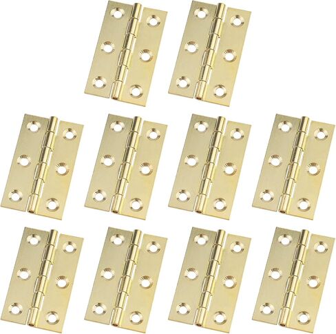 Semetall Gold Door Hinge 10 Pack 2 Inch Solid Brass Butt Hinges Heavy Duty Cabinet Door Hinges with Screws for Door Furniture Cupboard Box Case(50mmx30mm) in Saudi Arabia
