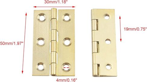 Semetall Gold Door Hinge 10 Pack 2 Inch Solid Brass Butt Hinges Heavy Duty Cabinet Door Hinges with Screws for Door Furniture Cupboard Box Case(50mmx30mm) in Saudi Arabia