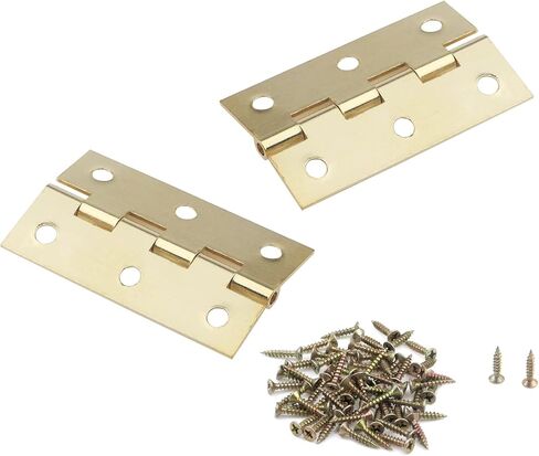 Semetall Gold Door Hinge 10 Pack 2 Inch Solid Brass Butt Hinges Heavy Duty Cabinet Door Hinges with Screws for Door Furniture Cupboard Box Case(50mmx30mm) in Saudi Arabia