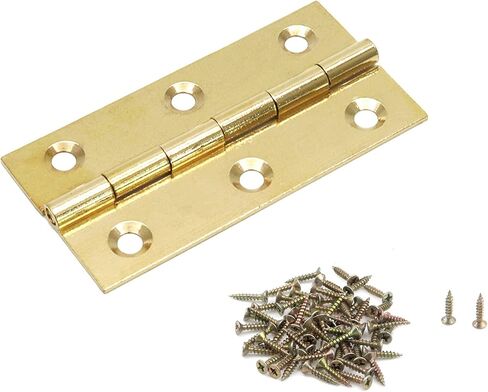 Semetall Gold Door Hinge 10 Pack 2 Inch Solid Brass Butt Hinges Heavy Duty Cabinet Door Hinges with Screws for Door Furniture Cupboard Box Case(50mmx30mm) in Saudi Arabia