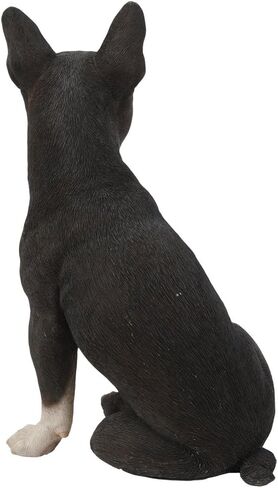 Realistic Life Size Boston Terrier Statue Detailed Sculpture Glass Eyes Hand Painted Resin 16 inch Figurine Home Decor Amazing Likeness in Saudi Arabia
