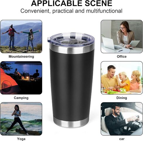 20oz Insulated Tumblers with Lids and Straws Stainless Steel Coffee Tumbler Cup Double Wall Vacuum Travel Coffee Mugs for Home, Office, Outdoor(Black,1 Pack) in Saudi Arabia