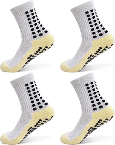 SkiBeaut Kids Soccer Grip Athletic Socks, 4 Pack Anti Skid Football Youth Grippy Slipper Socks for Youth Boy Girl 4-16 Years in Kuwait