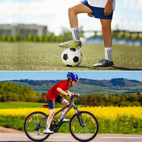 SkiBeaut Kids Soccer Grip Athletic Socks, 4 Pack Anti Skid Football Youth Grippy Slipper Socks for Youth Boy Girl 4-16 Years in Kuwait